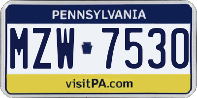 PA license plate MZW7530