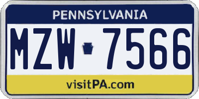 PA license plate MZW7566