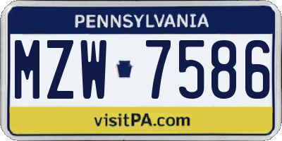 PA license plate MZW7586