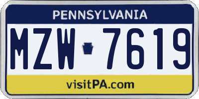 PA license plate MZW7619