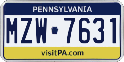 PA license plate MZW7631