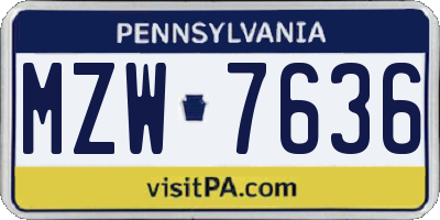 PA license plate MZW7636