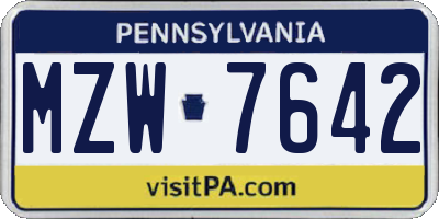 PA license plate MZW7642
