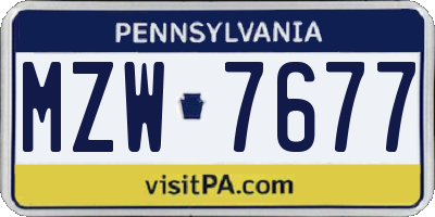 PA license plate MZW7677