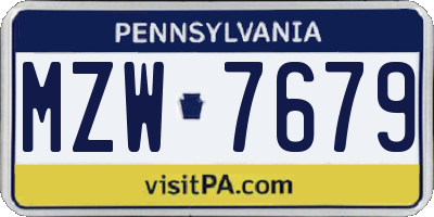 PA license plate MZW7679