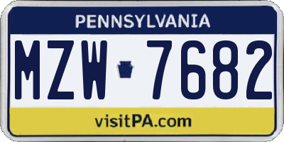 PA license plate MZW7682