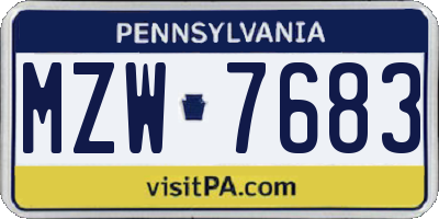 PA license plate MZW7683