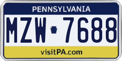 PA license plate MZW7688