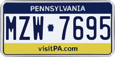 PA license plate MZW7695