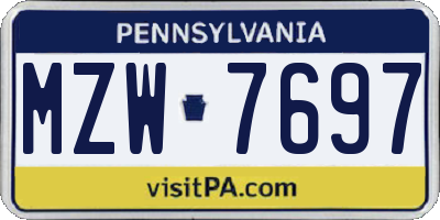 PA license plate MZW7697