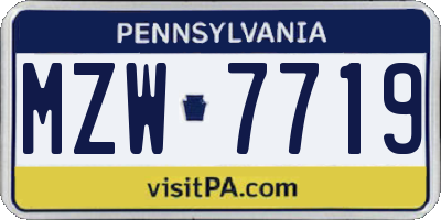 PA license plate MZW7719