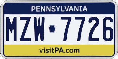 PA license plate MZW7726