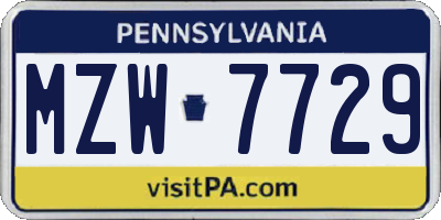 PA license plate MZW7729