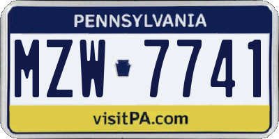 PA license plate MZW7741
