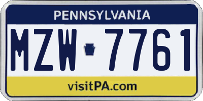 PA license plate MZW7761