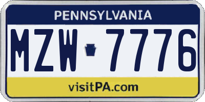 PA license plate MZW7776