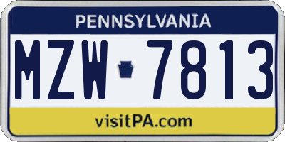 PA license plate MZW7813
