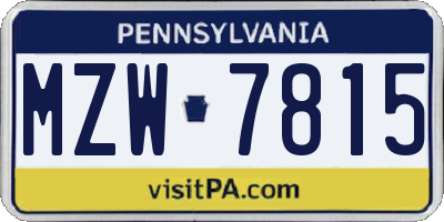 PA license plate MZW7815