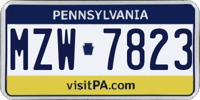 PA license plate MZW7823