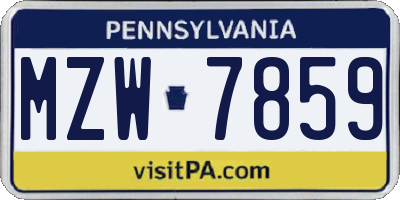 PA license plate MZW7859