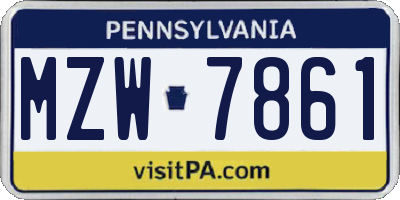 PA license plate MZW7861