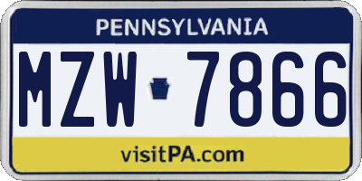 PA license plate MZW7866