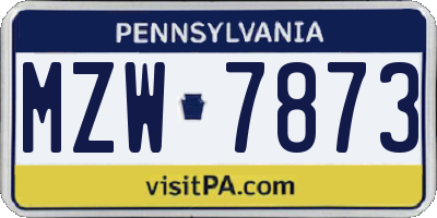 PA license plate MZW7873