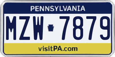 PA license plate MZW7879