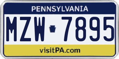 PA license plate MZW7895
