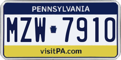 PA license plate MZW7910