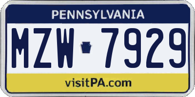 PA license plate MZW7929