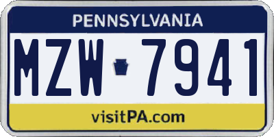 PA license plate MZW7941