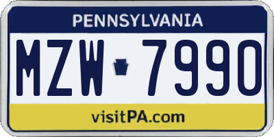 PA license plate MZW7990