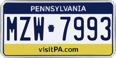 PA license plate MZW7993