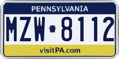 PA license plate MZW8112
