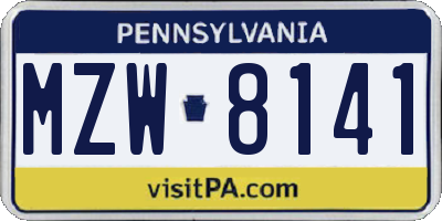 PA license plate MZW8141