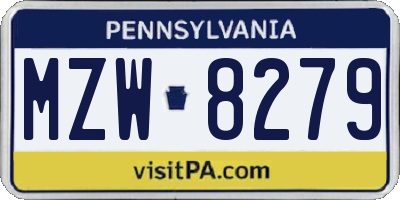 PA license plate MZW8279