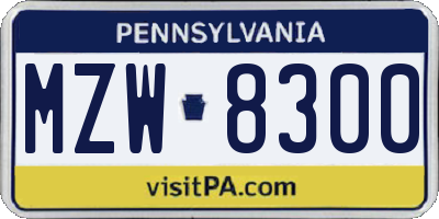PA license plate MZW8300