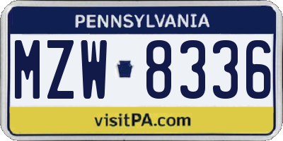 PA license plate MZW8336