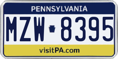 PA license plate MZW8395
