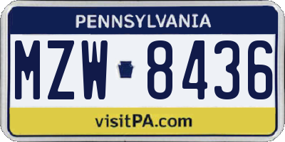 PA license plate MZW8436