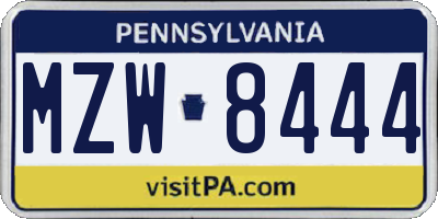 PA license plate MZW8444