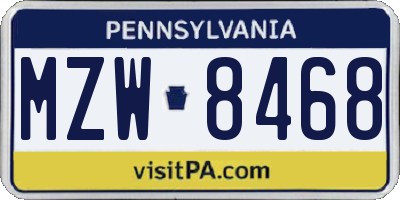 PA license plate MZW8468