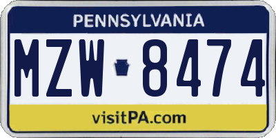 PA license plate MZW8474