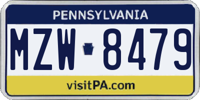 PA license plate MZW8479