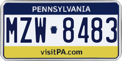 PA license plate MZW8483