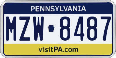 PA license plate MZW8487