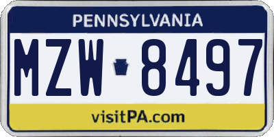 PA license plate MZW8497