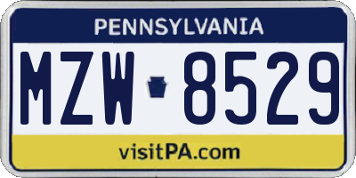 PA license plate MZW8529