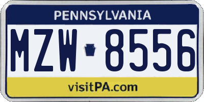 PA license plate MZW8556